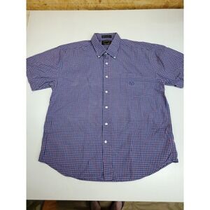 Alexander Julian Colours XXL Blue Red Plaid Button Front Oxford Shirt 100%...